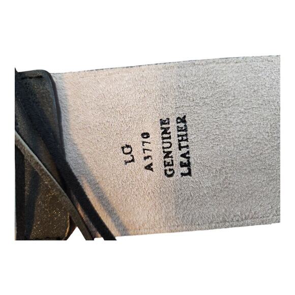 Leather belt fringe with silver color accents sz large Wide western boho black - Picture 2 of 16